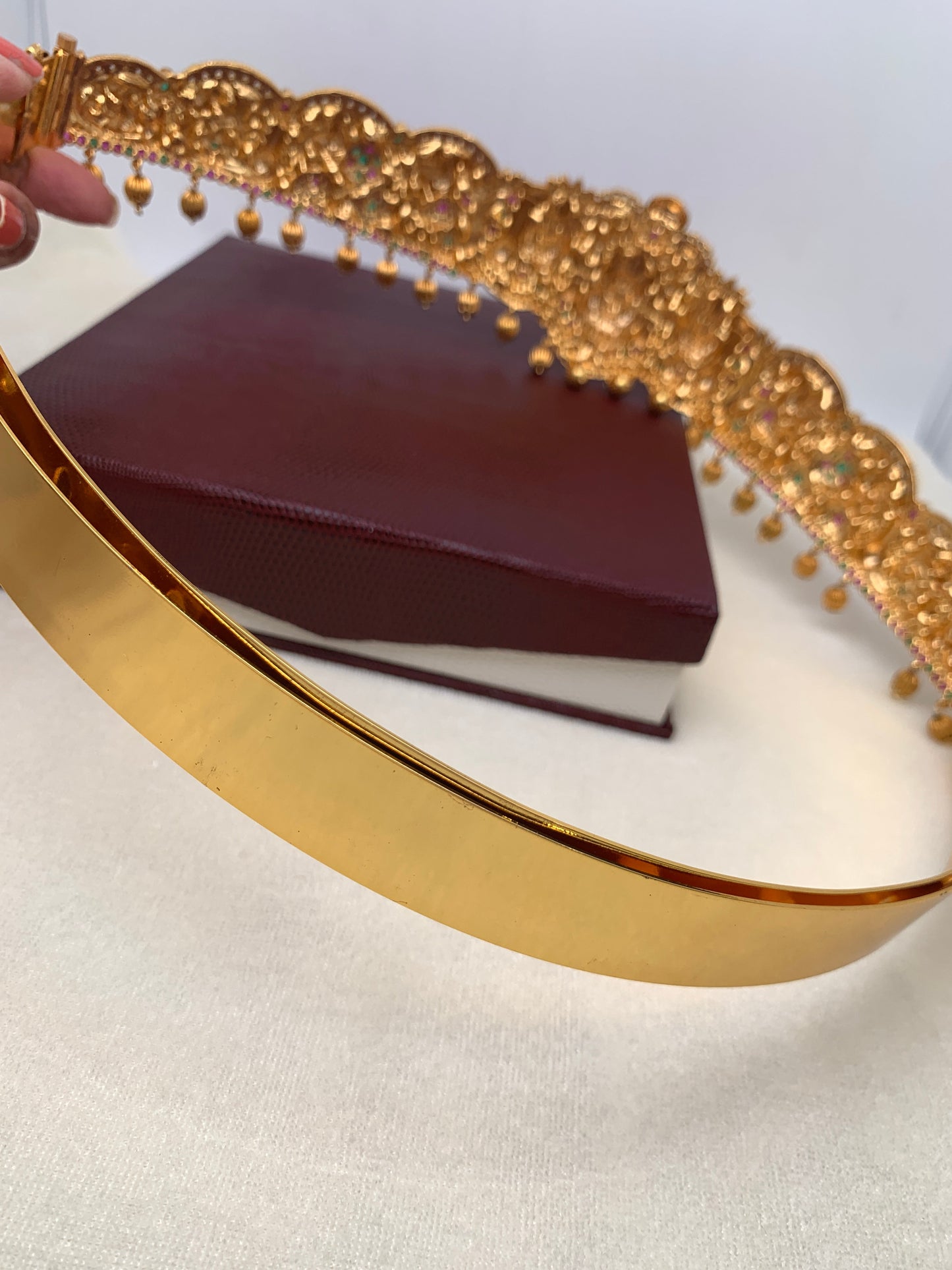 Goddess Lakshmi Premium Matte Finish Multi Stone Kamarband WaistBelt Vaddanam