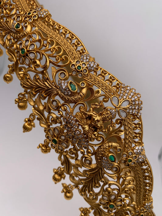 Goddess Lakshmi Peacock Nakshi Premium matte Finish Hip Belt