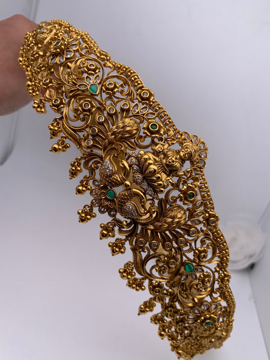 Goddess Lakshmi Nakshi Antique Finish Floral Pattern Hip Belt