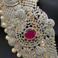 AD Floral Design Diamond Finish Red Stone Hip Belt Kamarbandh