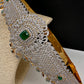 AD Diamond Finish Emerald Green Stone Hip Belt Kamarbandh