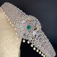 AD Diamond Finish Peacock Design Green Stone Hip Belt Kamarbandh