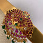 Red Kemp CZ Pearls Glossy Finish Waist Belt Vaddanam