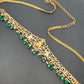 Goddess Lakshmi AD Red Green Stone Green Beads Matte Finish Waist Chain Vaddanam