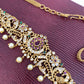 AD Red Green Stone Peacock Design Matte Finish Waist Chain Vaddanam