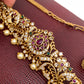 AD Red Green Stone Peacock Design Matte Finish Waist Chain Vaddanam