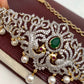AD Green Stone Diamond Finish Peacock Design Waist Chain Vaddanam