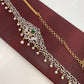 AD Green Stone Diamond Finish Peacock Design Waist Chain Vaddanam