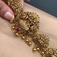 Goddess Lakshmi Nakshi AD Red Green Stone Matte Finish Waist Chain Vaddanam
