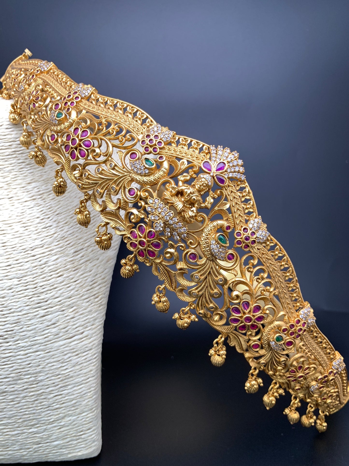 Goddess Lakshmi Peacock Nakshi Premium matte Finish Hip Belt