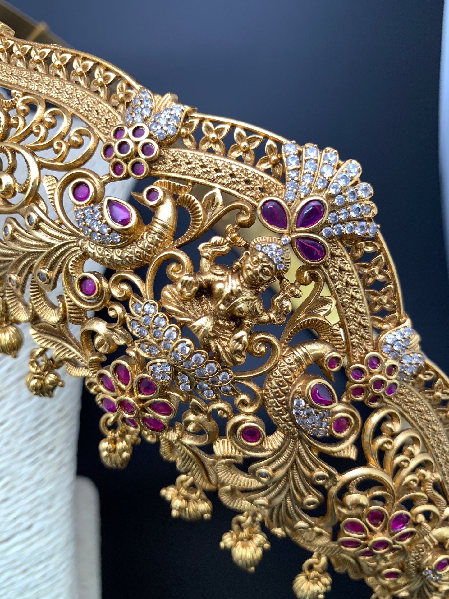 Goddess Lakshmi Peacock Nakshi Premium matte Finish Hip Belt