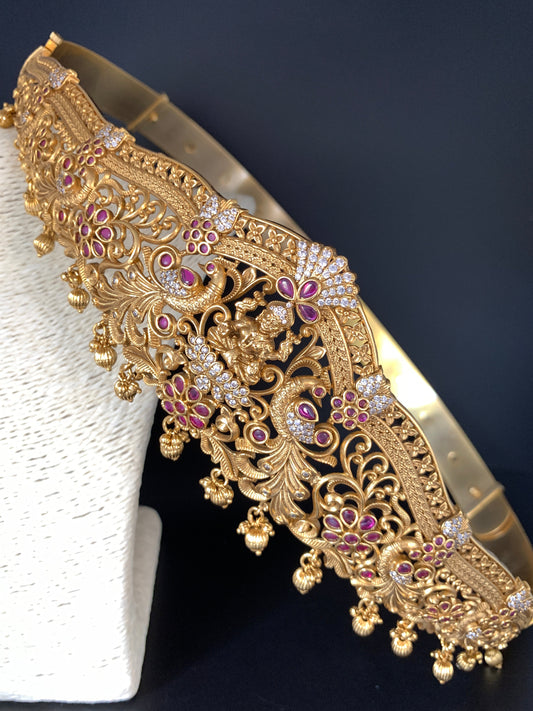 Goddess Lakshmi Peacock Nakshi Premium matte Finish Hip Belt