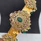 AD Peacock Green Stone Triple Motifs Hip Belt Vaddanam - Green