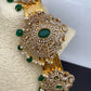AD Peacock Green Stone Triple Motifs Hip Belt Vaddanam - Green