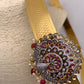 AD Peacock Color Stone Color Beads Motif Hip Belt Vaddanam - Red