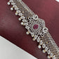 AD Color Stone Hip Chain Vaddanam - Red