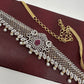 AD Color Stone Hip Chain Vaddanam - Red