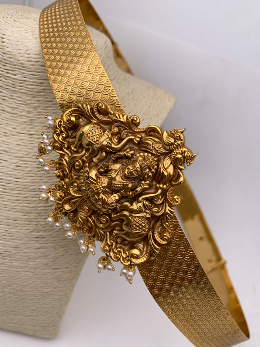 Goddess Lakshmi Matte Finish Hip Belt Vaddanam