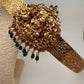 Goddess Lakshmi Nakshi Red Kemp Green Beads Self Design Hip Belt Vaddanam