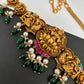 Goddess Lakshmi Peacock Nakshi Green Beads Matte Finish Hip Chain Vaddanam