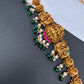 Goddess Lakshmi Peacock Nakshi Green Beads Matte Finish Hip Chain Vaddanam