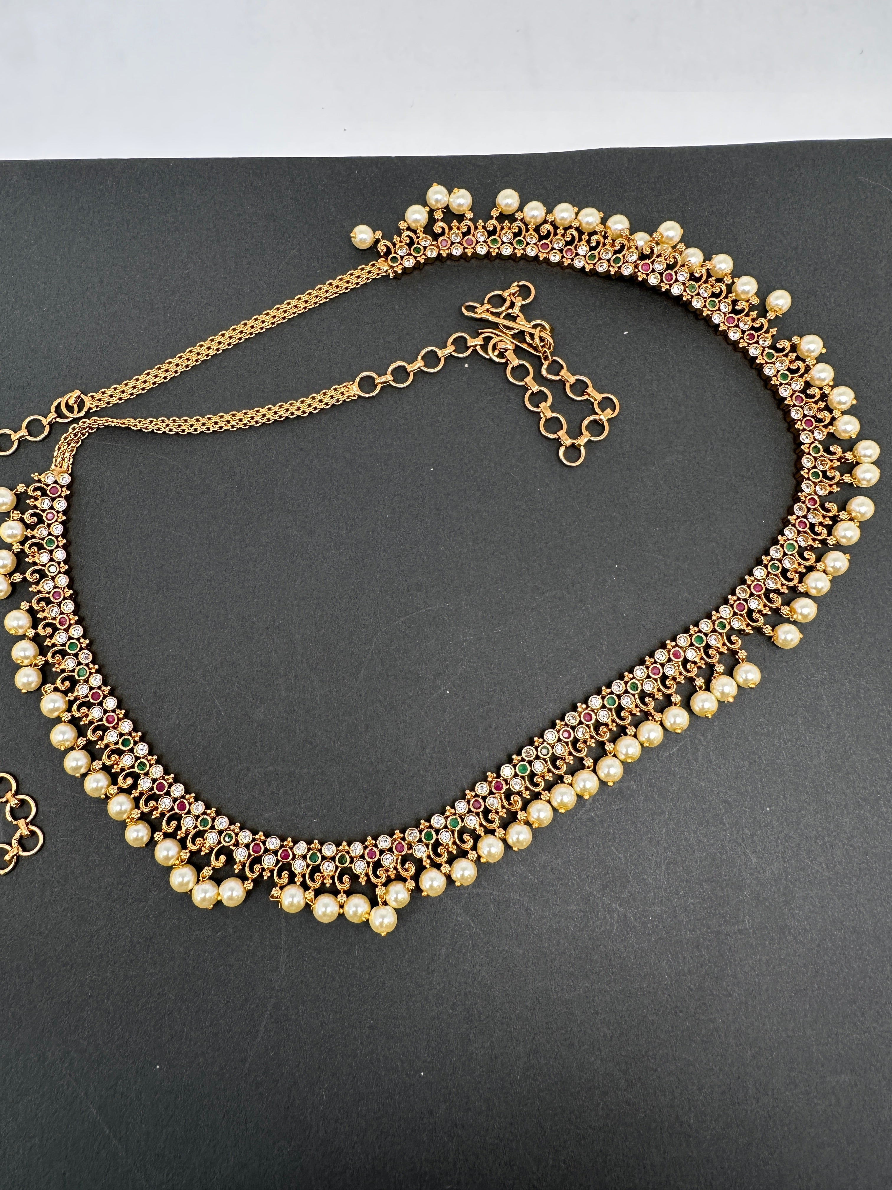 Simple Multi Stone Matte Finish Hip Chain Vaddanam Sheetal s