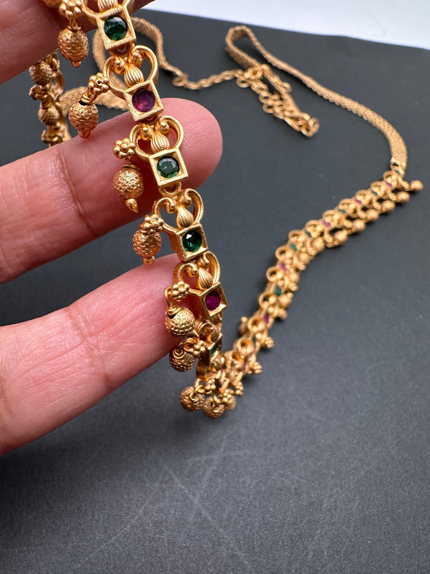 Sleek Multi Stone Matte Finish Hip Chain Vaddanam