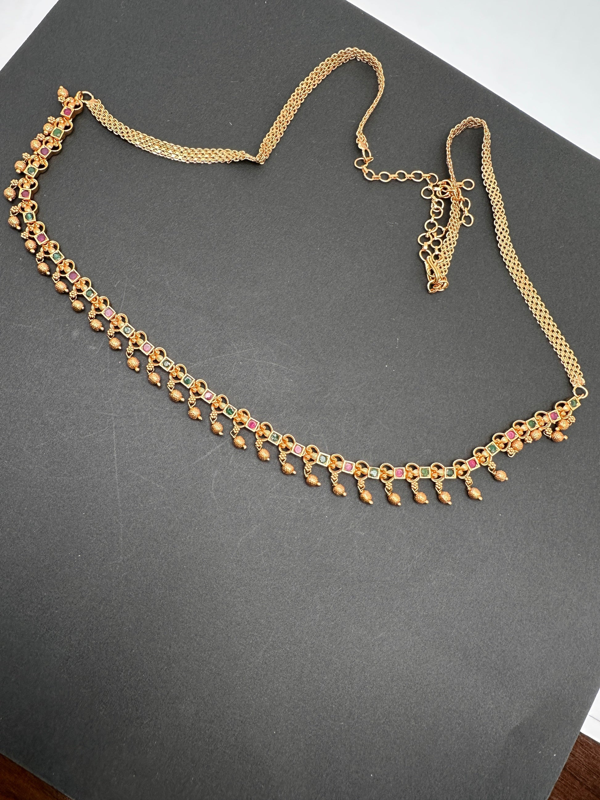 Sleek Multi Stone Matte Finish Hip Chain Vaddanam