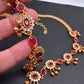 Sleek CZ Red Stone Matte Finish Floral Design Hip Chain Vaddanam