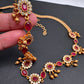 Sleek CZ Red Stone Matte Finish Floral Design Hip Chain Vaddanam