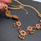 Sleek CZ Red Stone Matte Finish Floral Design Hip Chain Vaddanam