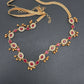 Sleek CZ Red Stone Matte Finish Floral Design Hip Chain Vaddanam