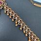 Sleek CZ Red Green Multi Stone Matte Finish Peacock Design Hip Chain Vaddanam