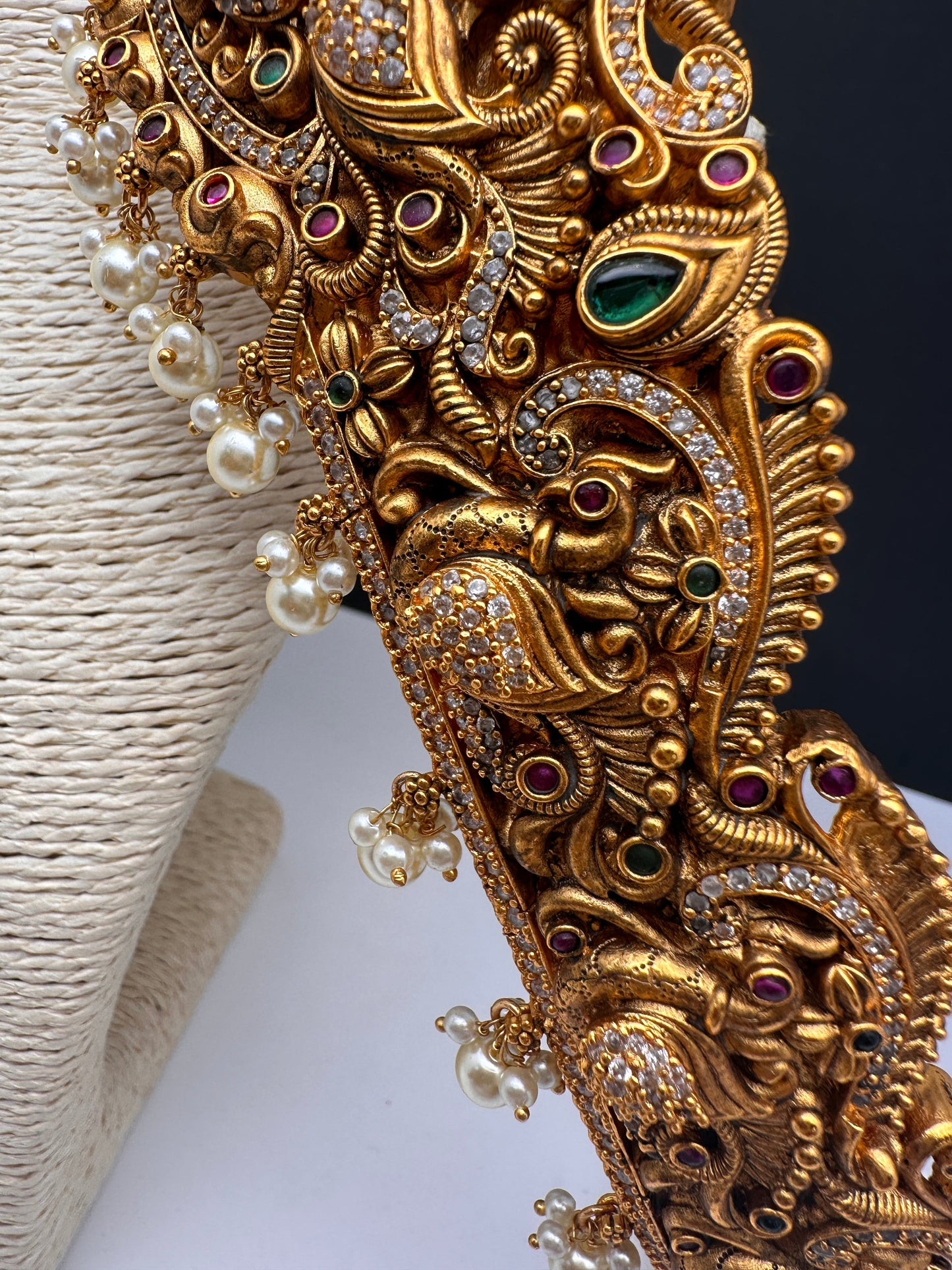 Goddess Lakshmi Peacock Nakshi Matte Finish Hip Belt Kamarbandh