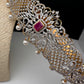 CZ Red Stone Diamond Finish Hip Belt Kamarbandh