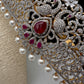 CZ Red Stone Diamond Finish Hip Belt Kamarbandh