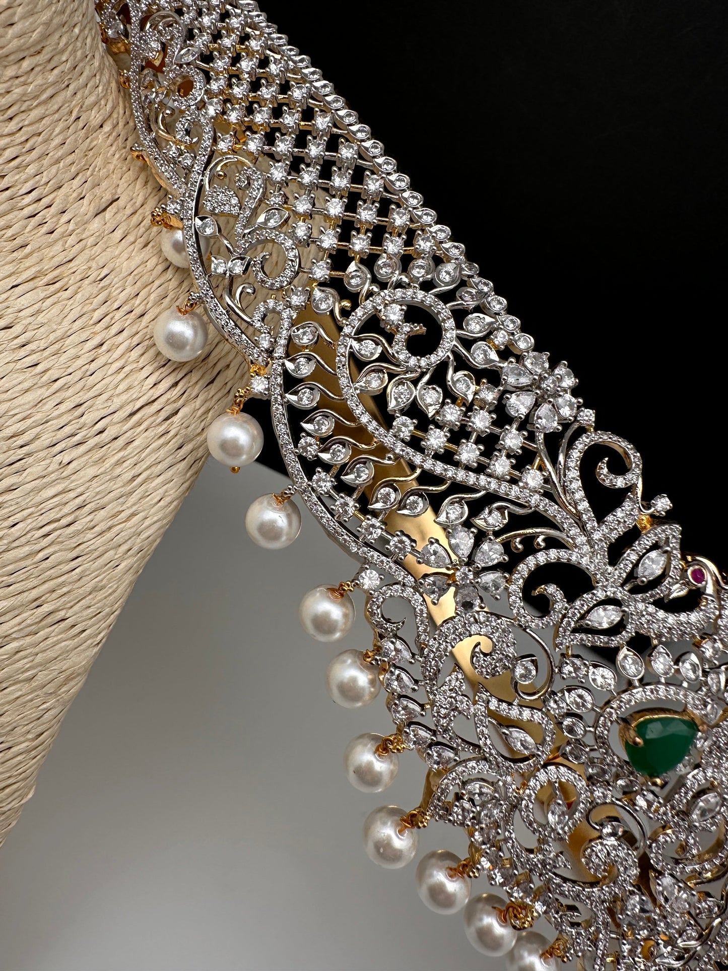 CZ Green Stone Diamond Finish Hip Belt Kamarbandh