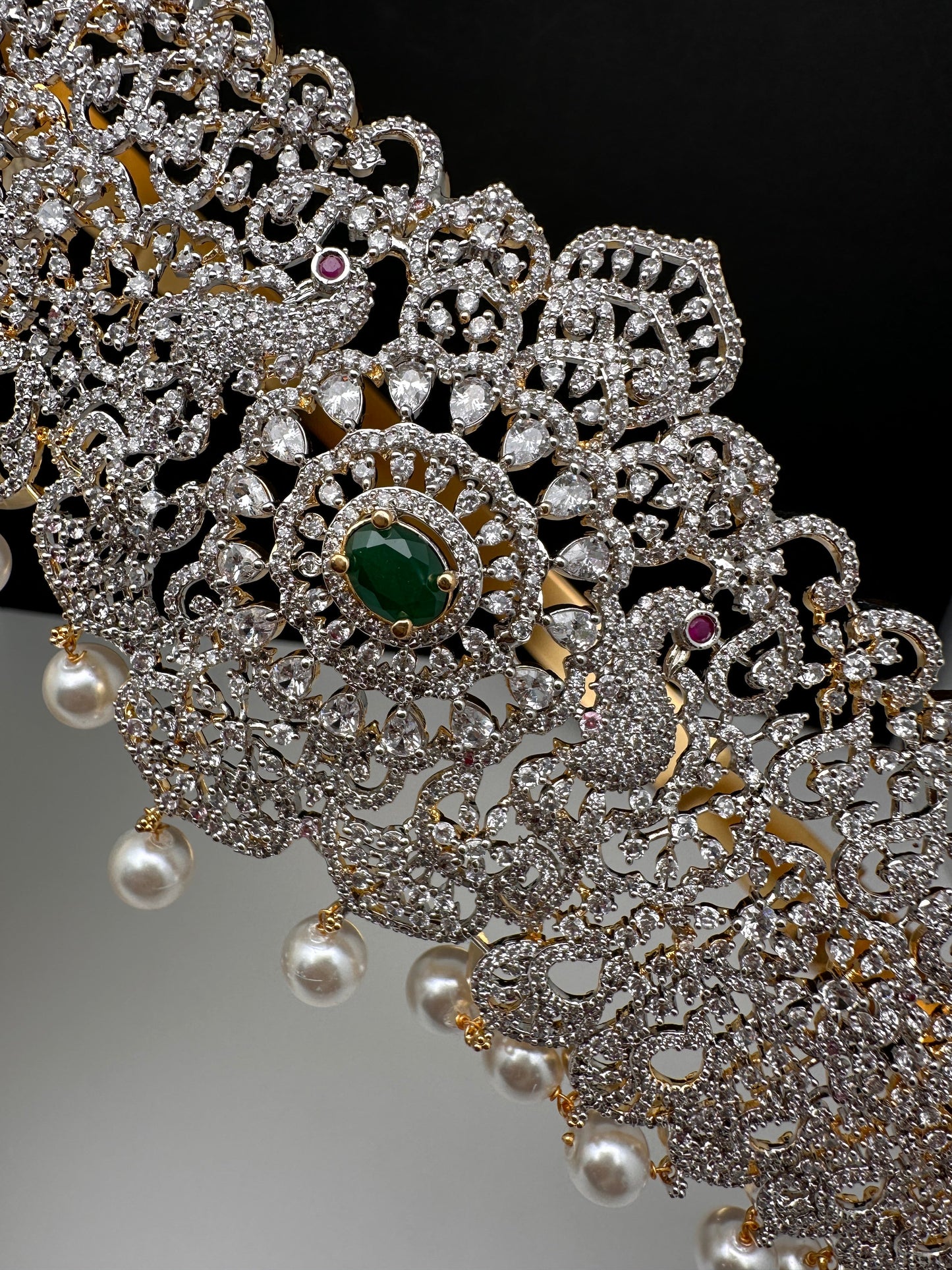 CZ Green Stone Diamond Finish Hip Belt Kamarbandh