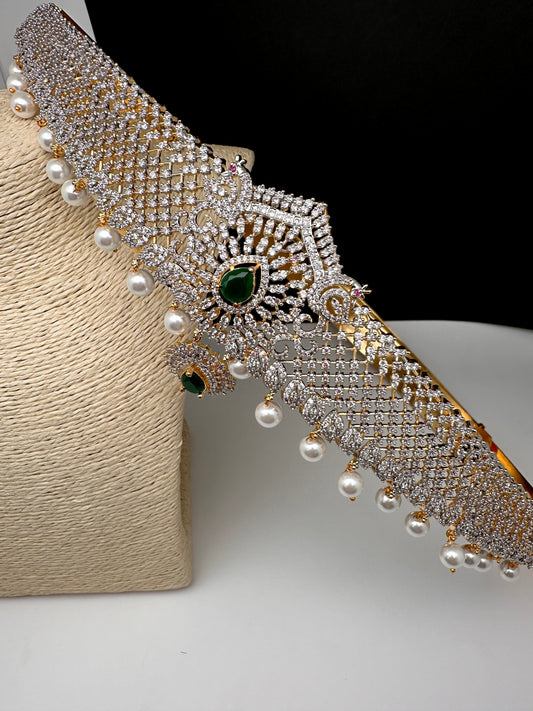 CZ Green Stone Diamond Finish Hip Belt Kamarbandh