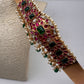 Red Green Jadau Kundan Green Beads Hip Belt Kamarbandh