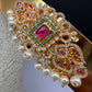 Red Green Jadau Kundan Pearls Hip Belt Kamarbandh