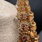 Goddess Lakshmi Nakshi AD Red Green Stone Pearls Hip Belt Kamarbandh