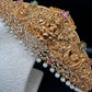 Goddess Lakshmi Nakshi AD Red Green Stone Pearls Hip Belt Kamarbandh