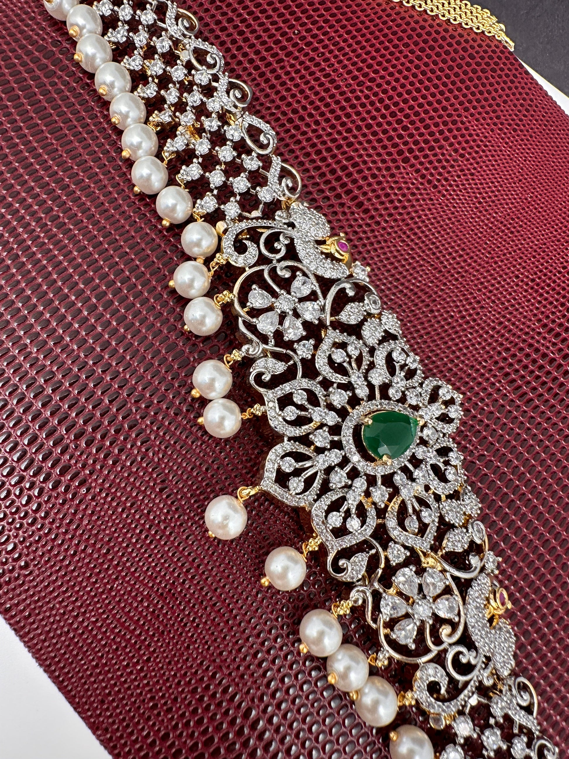 AD Ganga Jamuna Polish Color Stone Pearls Hip Chain Kamarbandh - Green