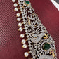 AD Ganga Jamuna Polish Color Stone Pearls Peacock Design Hip Chain Kamarbandh - Green