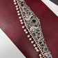 AD Ganga Jamuna Polish Color Stone Pearls Peacock Design Hip Chain Kamarbandh - Green