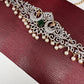 AD Ganga Jamuna Polish Color Stone Pearls Peacock Design Hip Chain Kamarbandh - Green