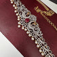 AD Ganga Jamuna Polish Color Stone Pearls Peacock Design Hip Chain Kamarbandh - Red