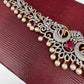 AD Ganga Jamuna Polish Color Stone Pearls Peacock Design Hip Chain Kamarbandh - Red