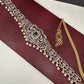 AD Ganga Jamuna Polish Color Stone Pearls Peacock Design Hip Chain Kamarbandh - Green